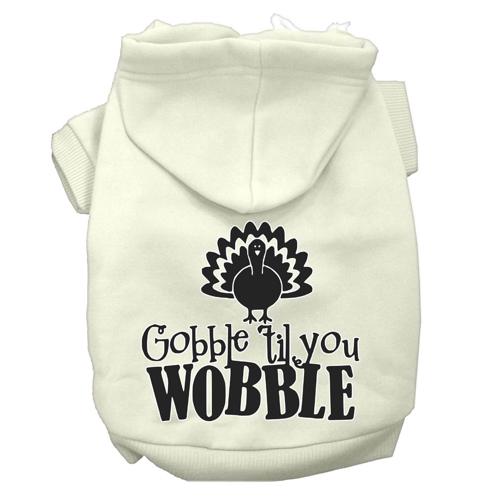 Gobble til You Wobble Screen Print Dog Hoodie Cream XL